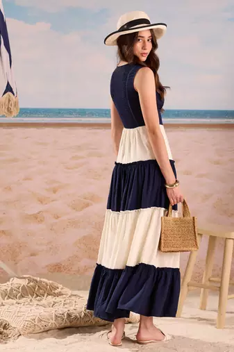 Navy & ivory maxi dress