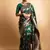 Emerald green art silk saree with zari woven leaf motifs
