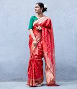 Crimson banarasi art-silk saree