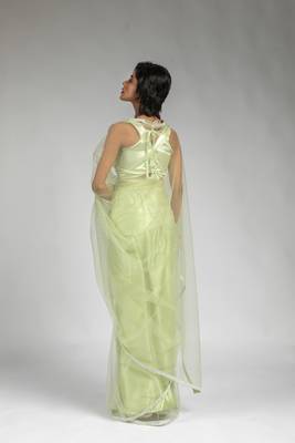 light green embroidered net one minute saree 4