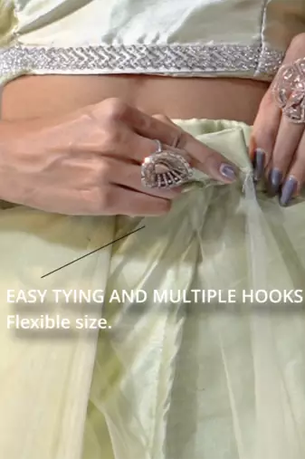 light green embroidered net one minute saree