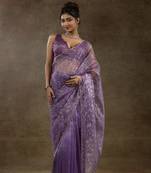 Ready to wear Lavender woven tissue crush one minute saree with blouse piece