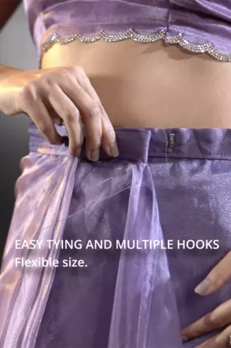 pre draped lavender woven tissue crush one minute saree