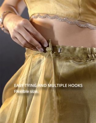 ready made mustard woven tissue crush saree 6