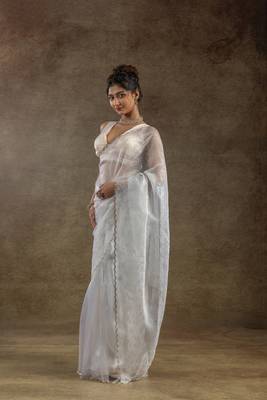 white woven tissue crush one minute saree 3