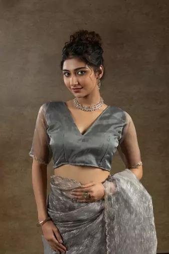 grey woven tissue crush one minute saree