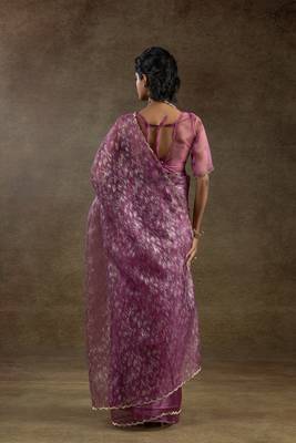 onion pink woven tissue crush one minute saree 4