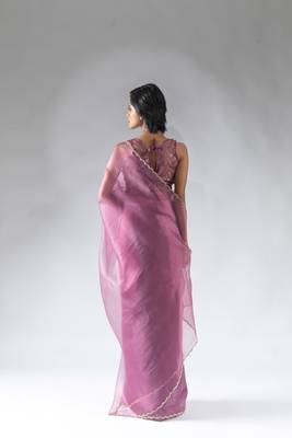 onion pink plain tissue silk one minute saree 4