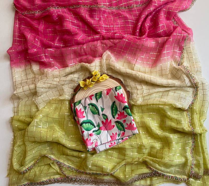 Tri Georgette Party Wear Saree