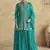 Sky blue chinon silk embroidered designer Palazzo suit