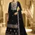 Black velvet embroidered palazzo suit