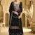 Black velvet embroidered palazzo suit