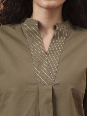 olive green cotton regular top 4