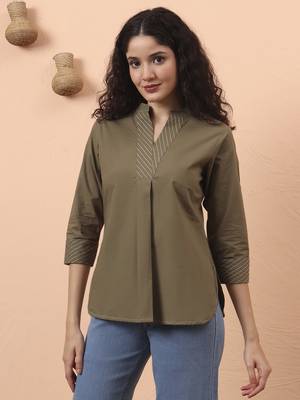olive green cotton regular top 5