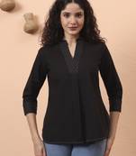 black cotton regular top