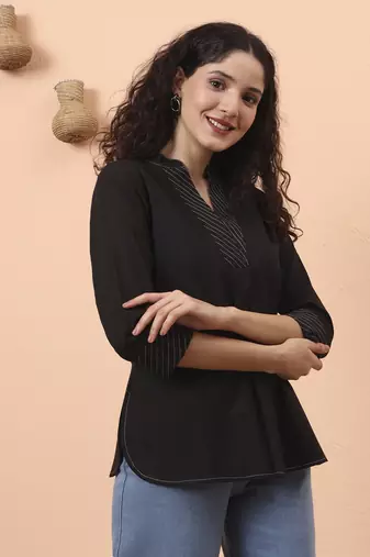 black cotton regular top