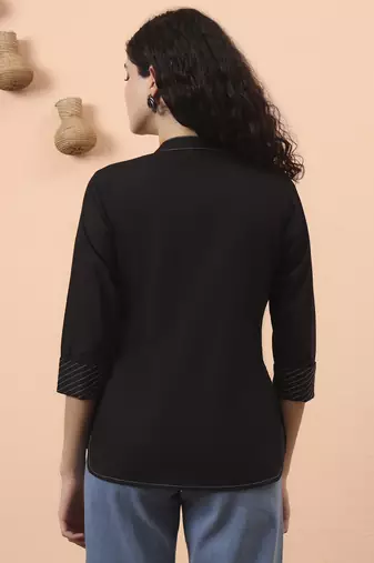 black cotton regular top