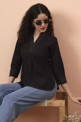 black cotton regular top