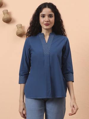 blue cotton regular top 1