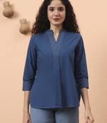blue cotton regular top