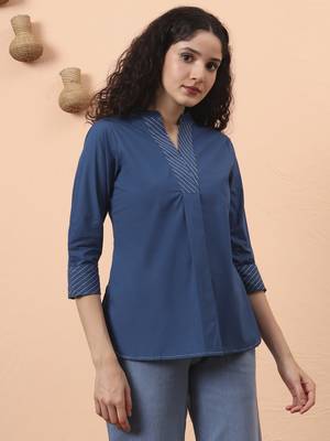 blue cotton regular top 2