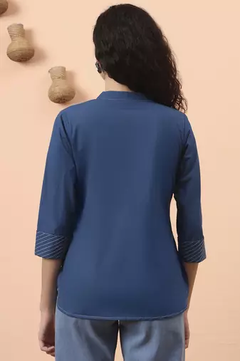 blue cotton regular top