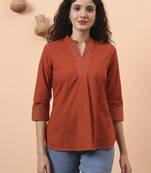 rust cotton regular top