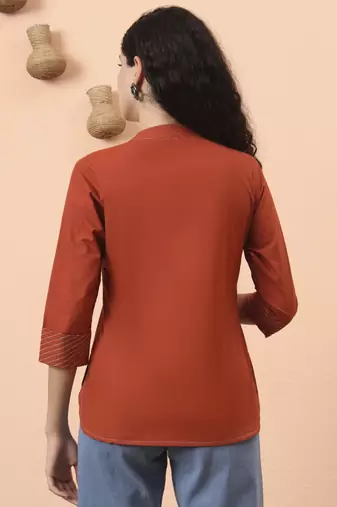 rust cotton regular top