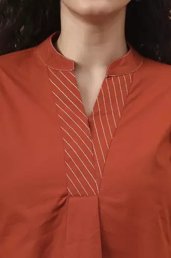 rust cotton regular top