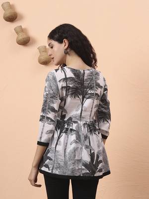black and white cotton gathered or pleated angrakha top 3