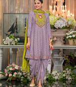 Lavender Embroidered silk stitched Punjabi salwar suit