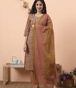 mustard pure cotton mirror work kurta dupatta pant set