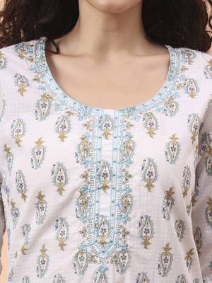 blue and white pure cotton kurta dupatta pant set 4