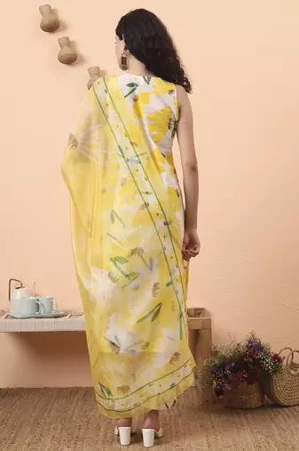 yellow and white floral straight kurta trouser dupatta set