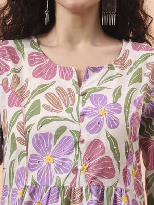 white and purple floral sequins work aline kurta trouser dupatta set 4
