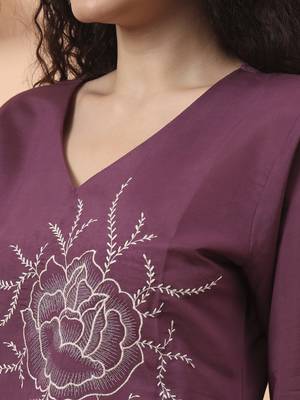 purple silk blend thared work co-ord set 4