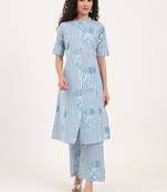 Divena blue floral printed cotton co-ords sets