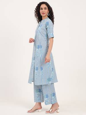 Divena blue floral printed cotton co-ords sets 2