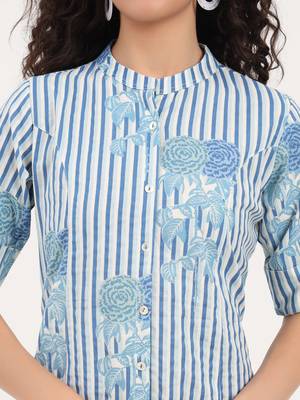 Divena blue floral printed cotton co-ords sets 4