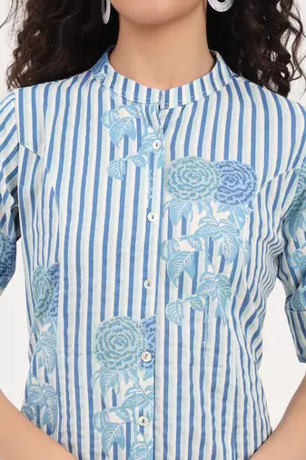 Divena blue floral printed cotton co-ords sets