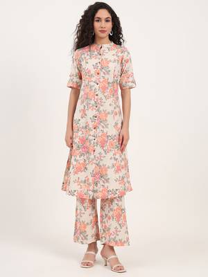 Divena cream floral printed cotton co-ords sets 1