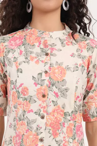 Divena cream floral printed cotton co-ords sets