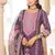Women purple rayon blend ethnic motifs printed straight kurta trouser with dupatta