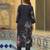 Women black rayon blend floral printed straight kurta trouser with dupatta