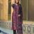 Women black rayon blend abstract printed straight kurta trouser with dupatta