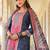 Women blue rayon blend ethnic motifs printed straight kurta trouser with dupatta