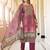 Women purple rayon blend ethnic motifs printed straight kurta trouser with dupatta