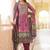 Women purple rayon blend ethnic motifs printed straight kurta trouser with dupatta