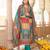 Women blue rayon blend ethnic motifs printed straight kurta trouser with dupatta