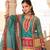 Women blue rayon blend ethnic motifs printed straight kurta trouser with dupatta